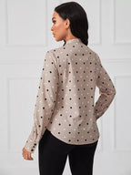 Sarah Express Women's Polka Dot Tie Neck Blouse
