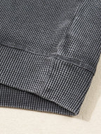 Sarah Express Women's Waffle Knit Patchwork Long Sleeve Oversized Sweatshirt