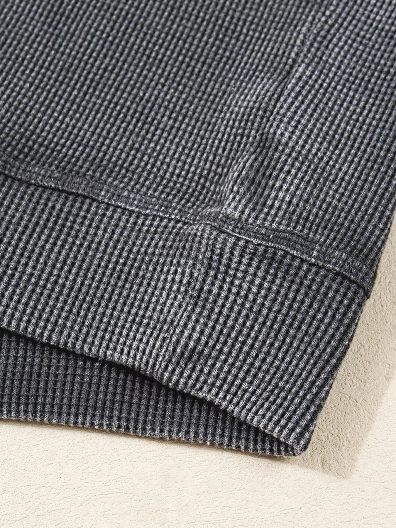 Sarah Express Women's Waffle Knit Patchwork Long Sleeve Oversized Sweatshirt