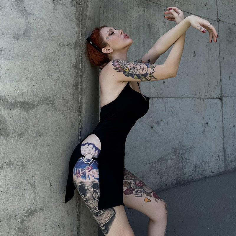 Backless Halter Bodycon Dress Mini Hollow-Out