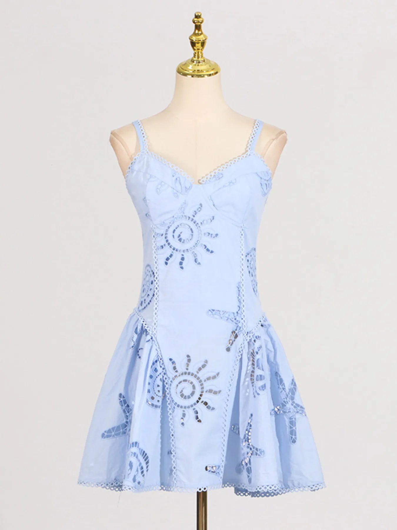 Sarah Express Women's Hollow Out Adjustable Strap Mini Dress Blue