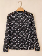 Sarah Express Women's Game Day Mesh Sheer Long Sleeve Top