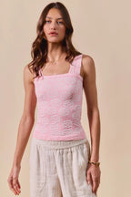 Sarah Express Women’s Two Tone Floral Seamless Tank Top with Lace