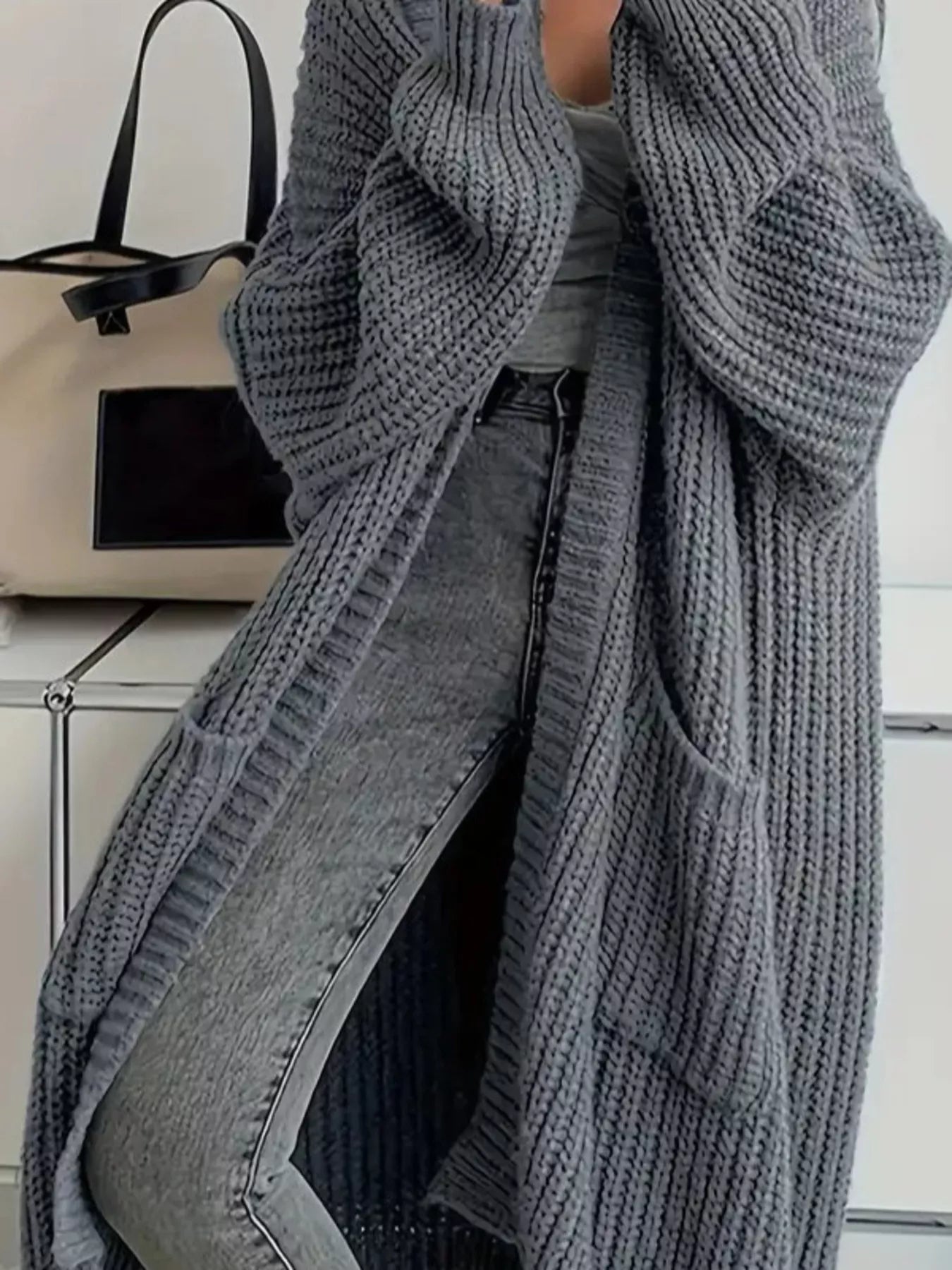 Sarah Express Women's Oversized Long Sleeve Longline Cardigan