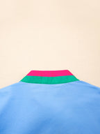 Sarah Express Women's Contrast Trim Notched Short Sleeve Blouse