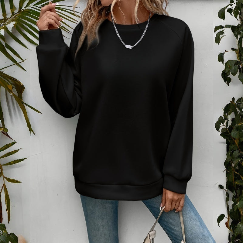 Women's Loose Fit Round Neck Sweatshirt Long Sleeve Pullover