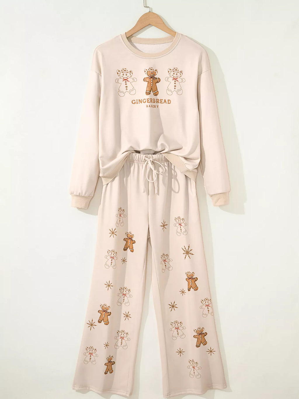 Sarah Express Women's Gingerbread Bakery Christmas Pajama Set - Long Sleeve Top and Pants