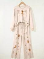 Sarah Express Women's Gingerbread Bakery Christmas Pajama Set - Long Sleeve Top and Pants