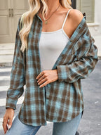 Sarah Express Women's Plaid Button Up Long Sleeve Shirt - Oversized Casual Top