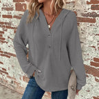 Women's V-Neck Long Sleeve Pullover Sweater Loose Fit Casual
