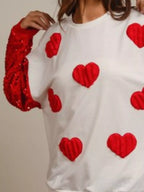 Sarah Express Women's Sequin Round Neck Long Sleeve Sweatshirt