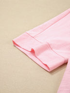 Sarah Express Women's Flower Patched Exposed Seam Oversized T Shirt