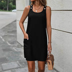 Women's Denim Style Sleeveless Casual Dress Polyester Mini Dress