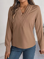 Sarah Express Women's Layered V-Neck Long Sleeve Blouse