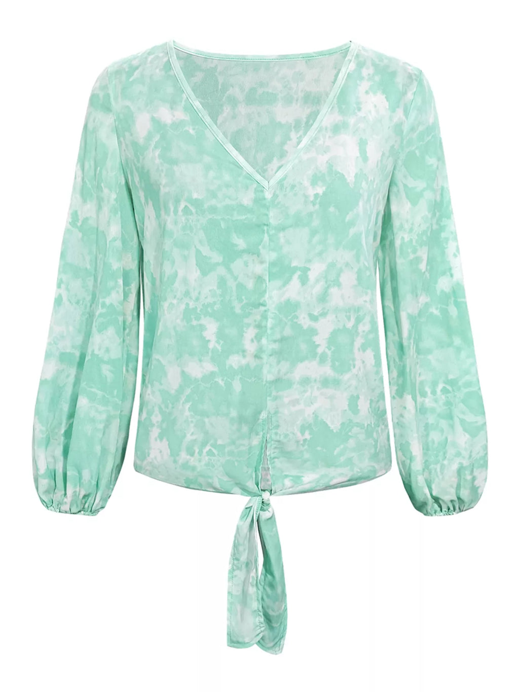 Sarah Express Women's V-Neck Long Sleeve Tie-Front Blouse