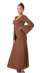 Sarah Express Women's Long Sleeve Maxi Dress Solid Color Belted Casual
