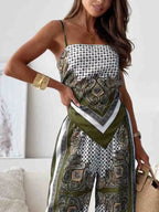 Sarah Express Women's Tie Back Printed Cami and Pants Set - Two Piece Outfit