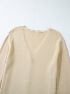 Sarah Express Women's Ribbed Knit Button Front V Neck Cardigan