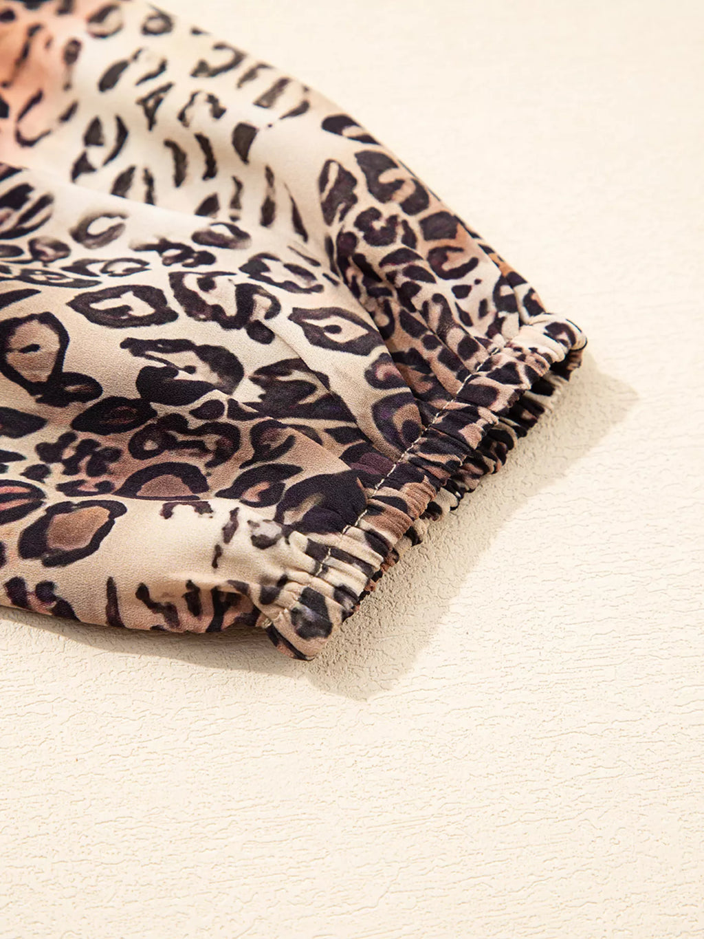 Sarah Express Women's Leopard Ruffled Detail Long Sleeve Loose Mini Dress