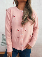 Sarah Express Women's Ribbed Button-Front Knit Cardigan