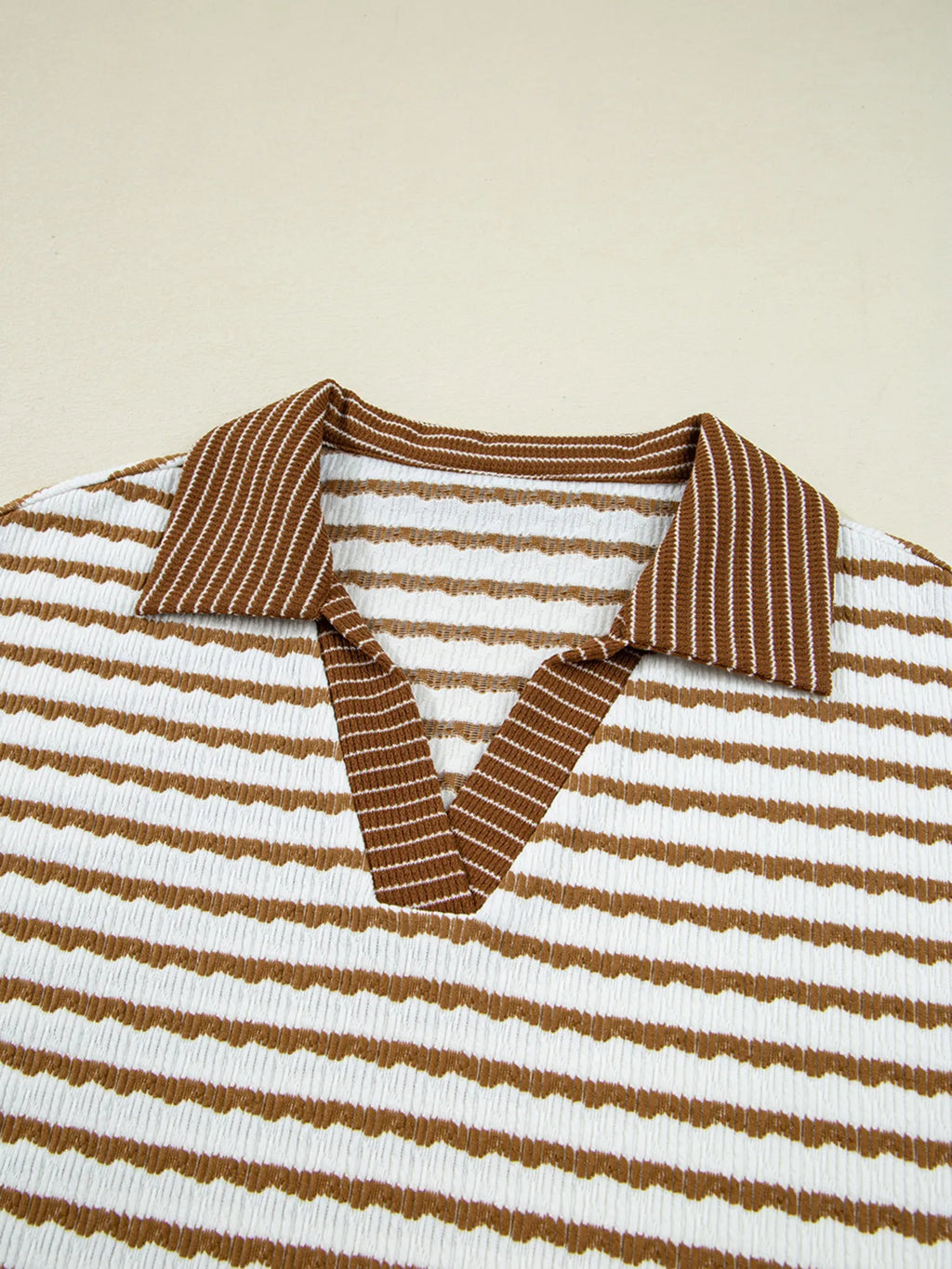 Sarah Express Women's Stripe Collared Top and Drawstring Pant Set