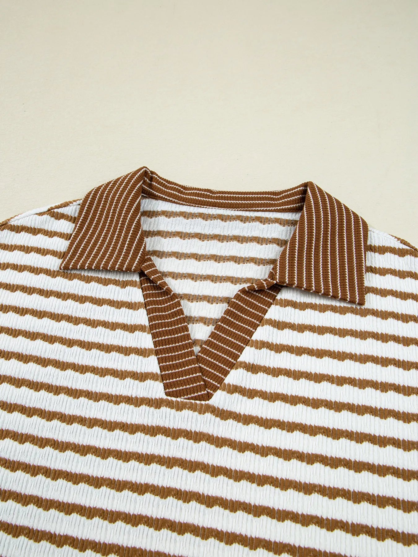 Sarah Express Women's Stripe Collared Top and Drawstring Pant Set