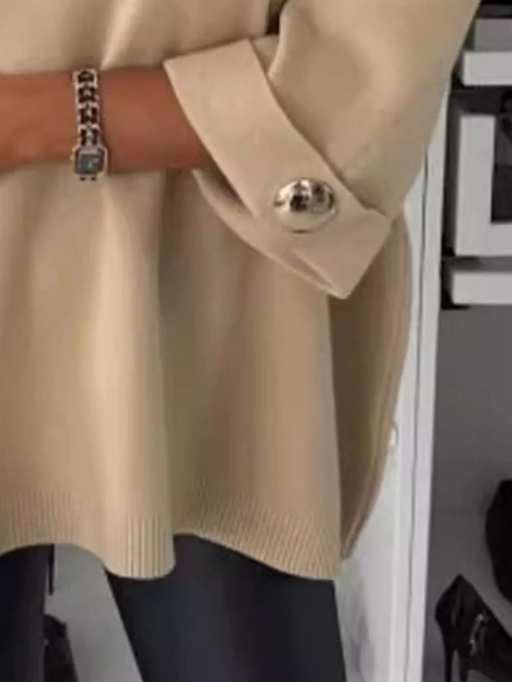 Sarah Express Women's Full Size Round Neck Drop Shoulder Top with Ribbed Trim Plus Size