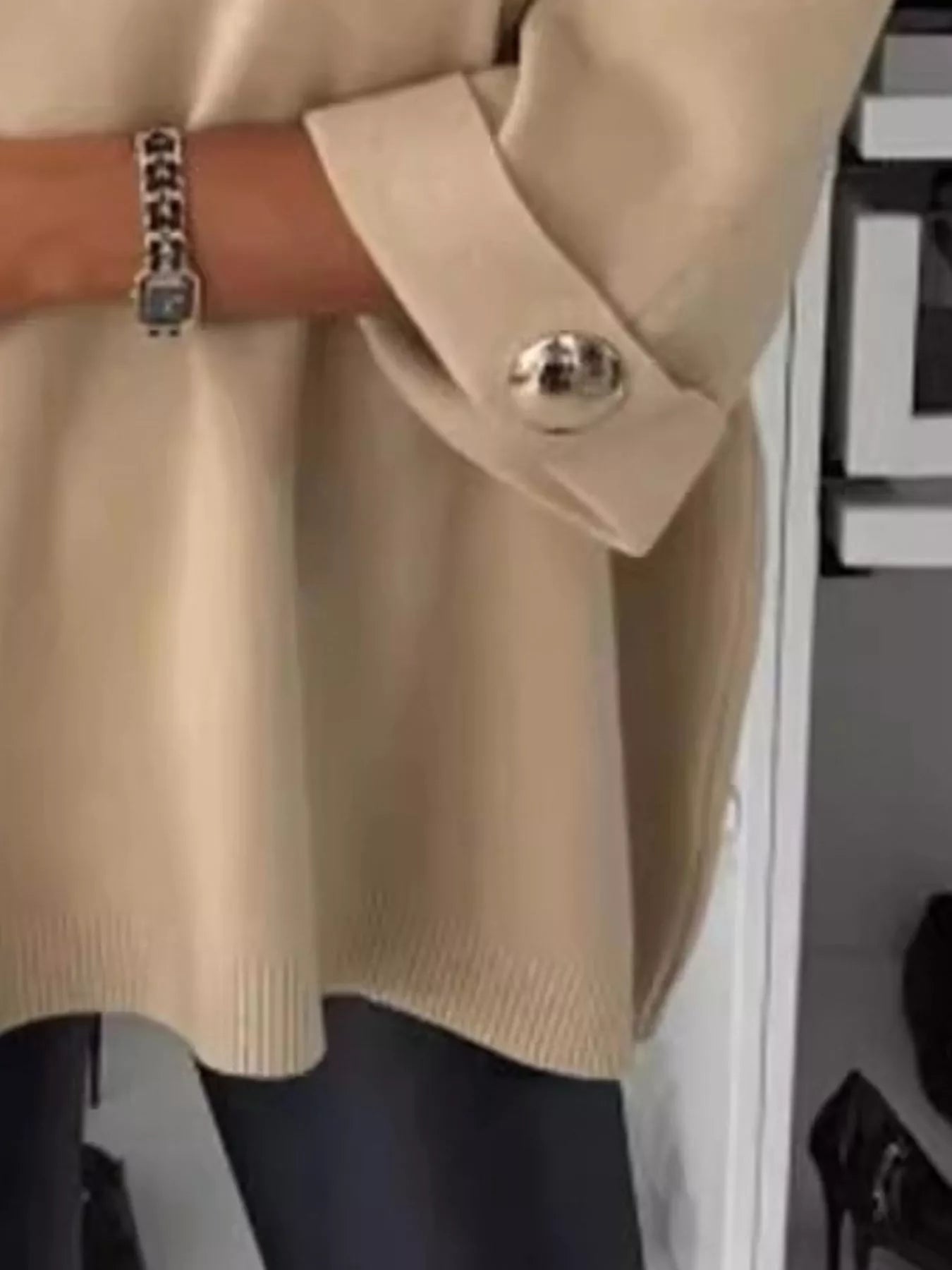 Sarah Express Women's Full Size Round Neck Drop Shoulder Top with Ribbed Trim Plus Size