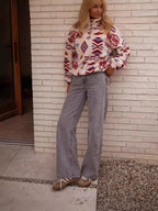 Sarah Express Women's Geometric Pattern Fleece Sweatshirt