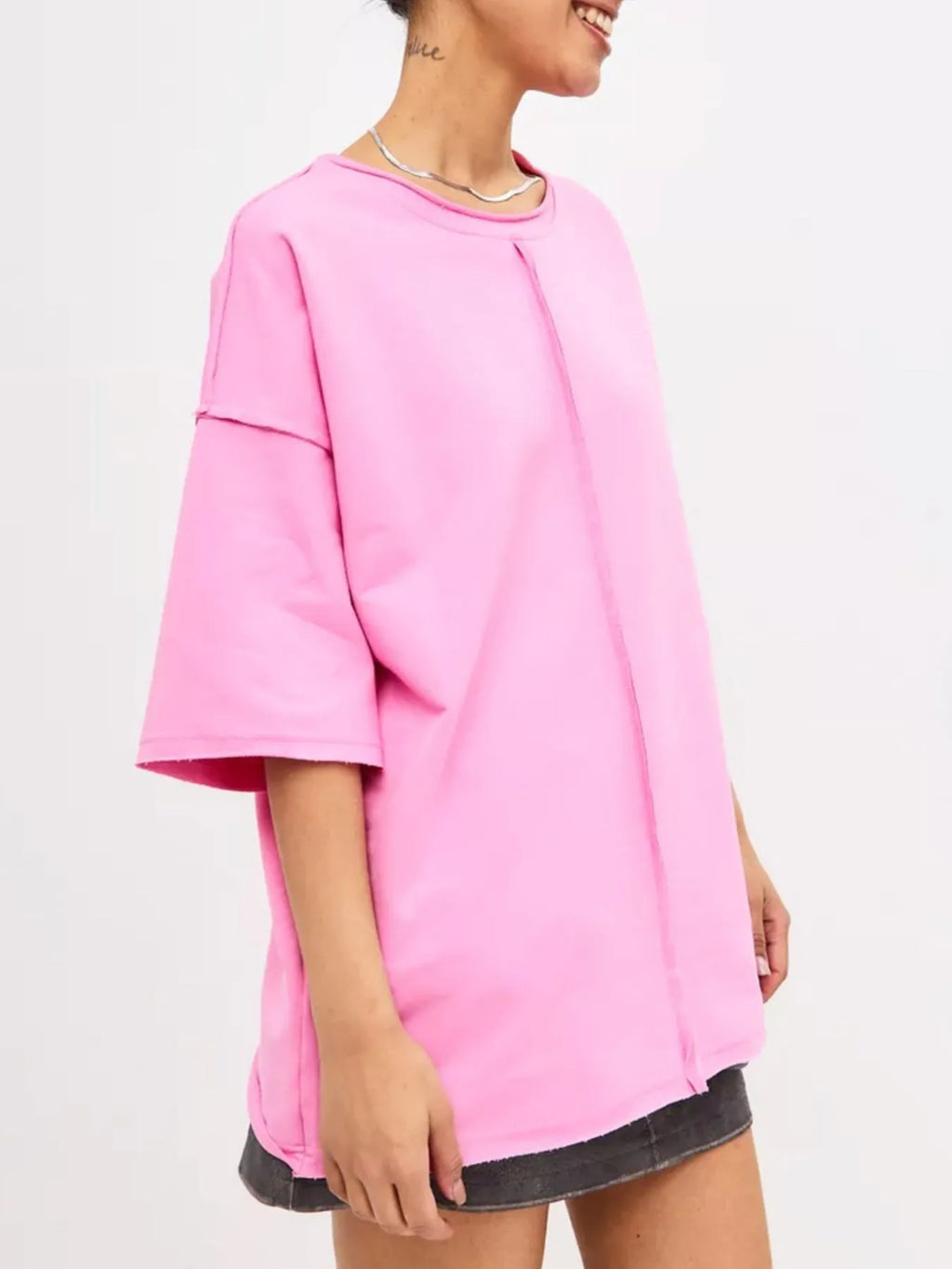 Sarah Express Women's Round Neck Half Sleeve T-Shirt - Oversized Basic Style