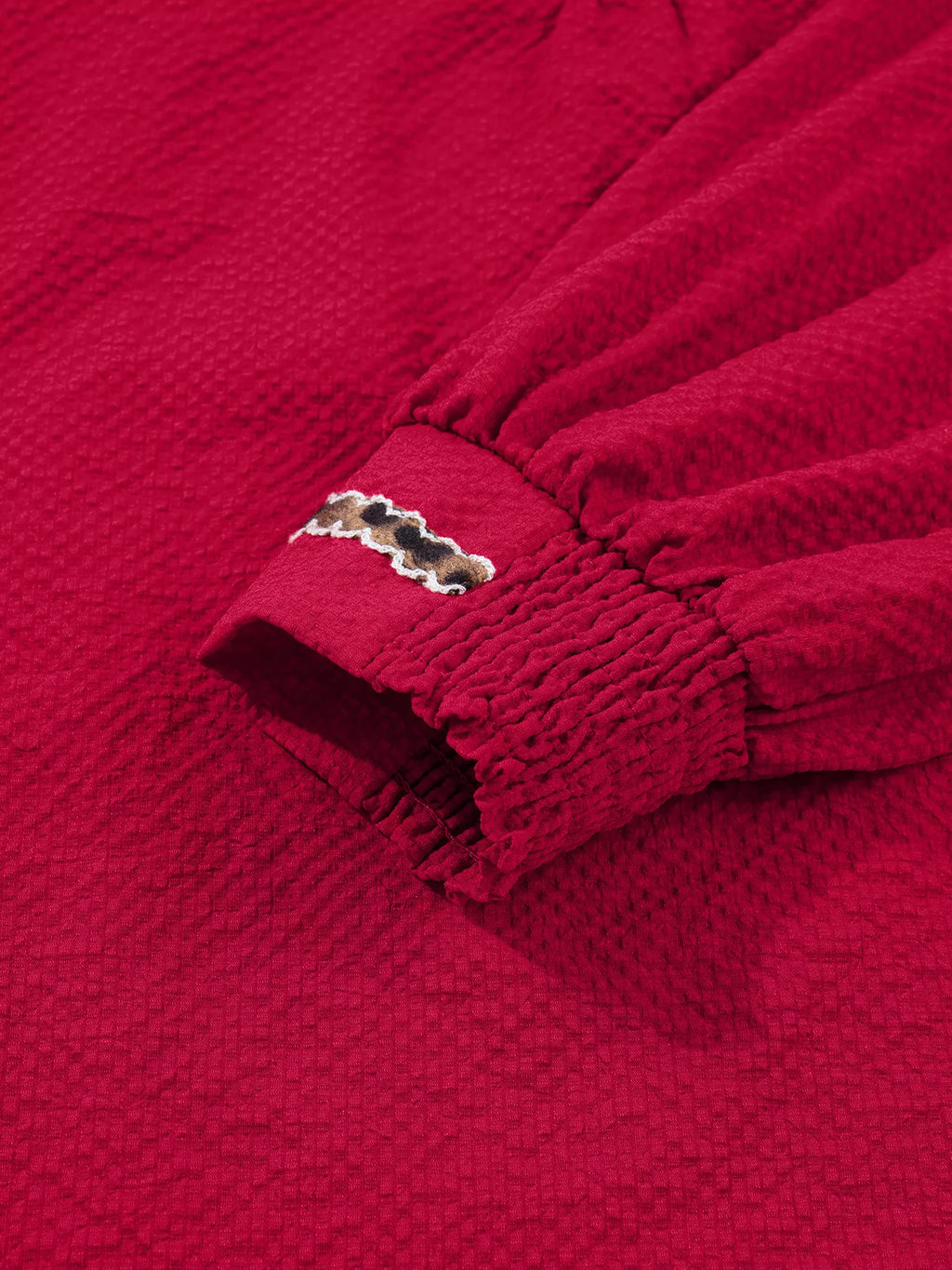 Sarah Express Women's Leopard Notched Long Sleeve Blouse