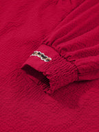 Sarah Express Women's Leopard Notched Long Sleeve Blouse