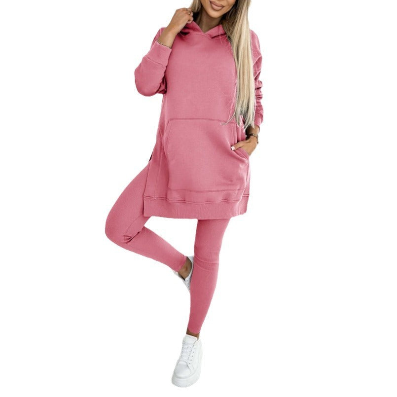 Women's Hooded Sweatshirt and Thickened Leggings Two-Piece Athleisure Set