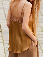 Sarah Express Women's Lace Trim Flowy Cami Top