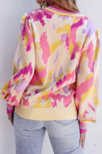 Sarah Express Women's Contrast Round Neck Long Sleeve Sweater