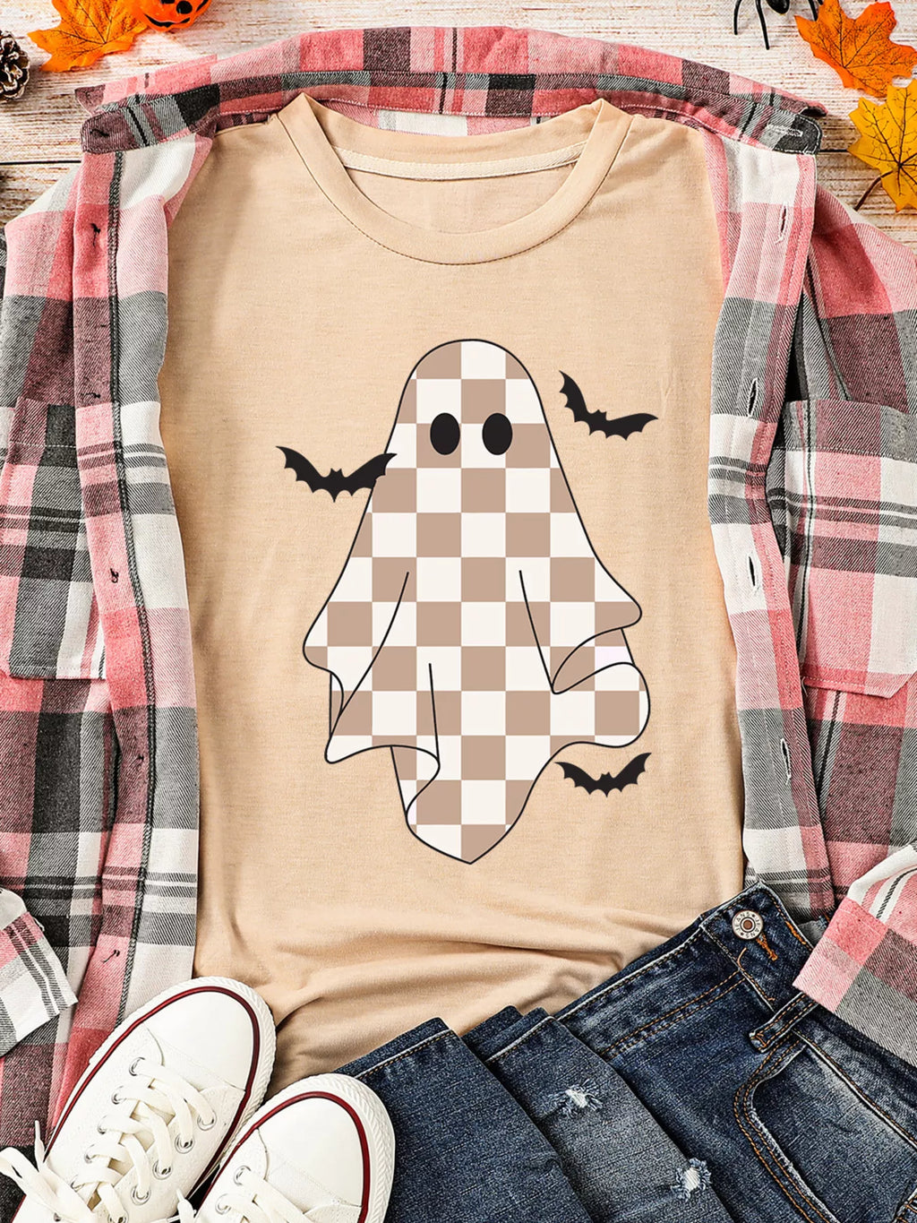 Sarah Express Women's Ghost Bat Halloween Holiday Graphic Tee
