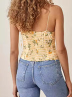 Sarah Express Women's Printed Smocked Cami Top