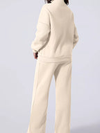 Sarah Express Women's Drop Shoulder Zip Up Jacket and Drawstring Pants Active 2pcs Set