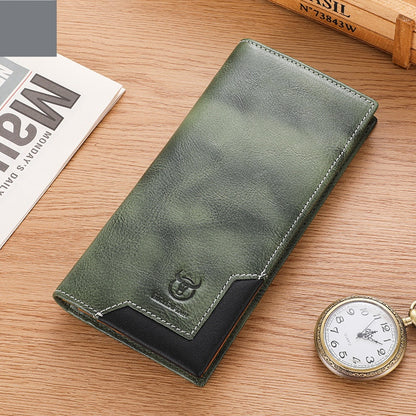 Sarah Express Captain Niu Oil-Waxed Genuine Leather Retro Bifold Wallet – Large Capacity Men's Wallet