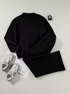 Sarah Express Women's Drop Shoulder Zip Up Jacket and Drawstring Pants Active 2pcs Set