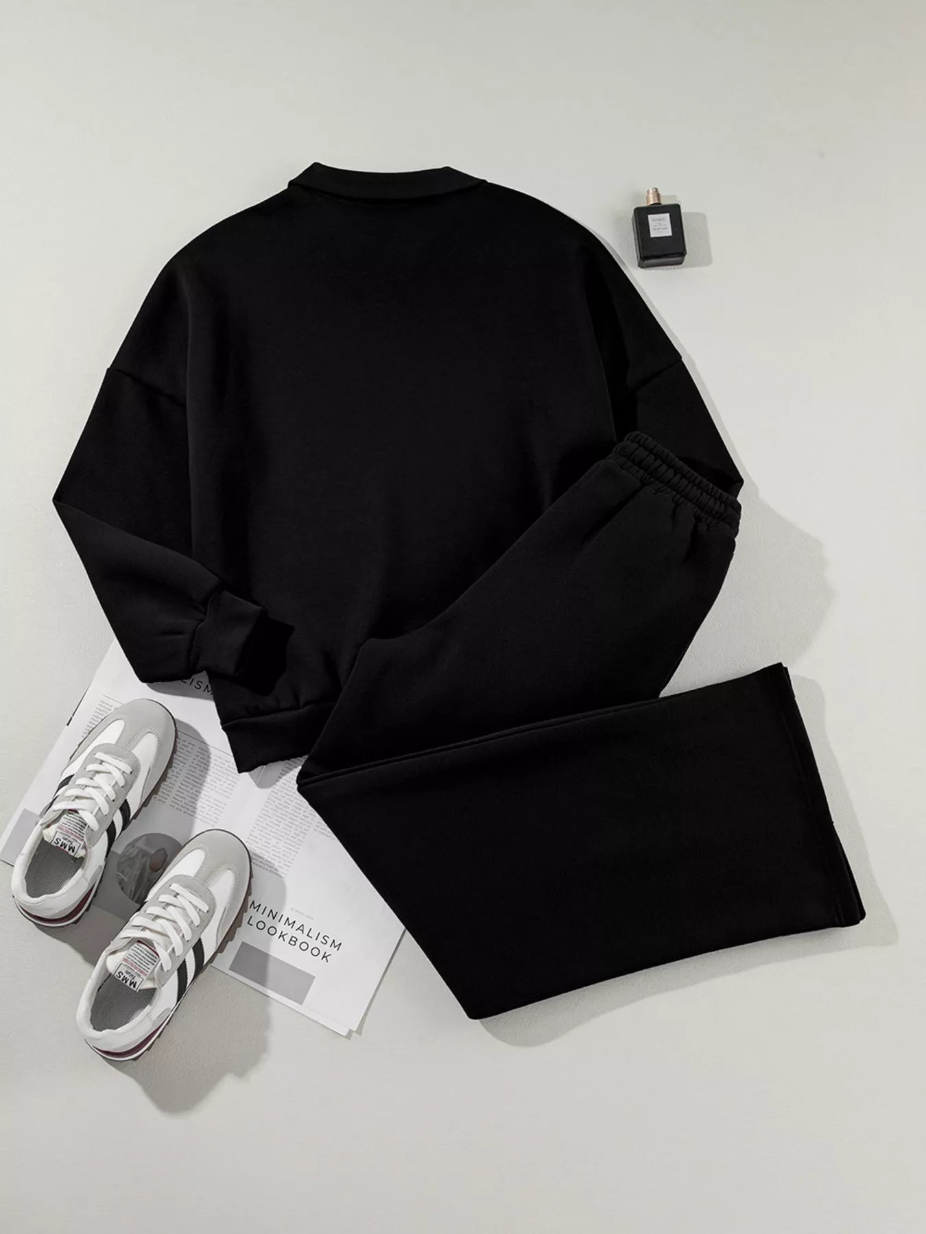 Sarah Express Women's Drop Shoulder Zip Up Jacket and Drawstring Pants Active 2pcs Set