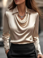 Sarah Express Women's Long Sleeve Blouse with Collar Plus Size