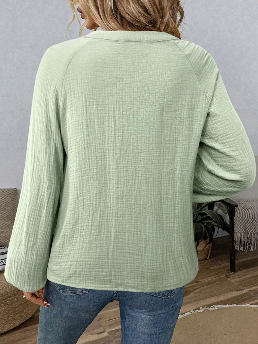 Sarah Express Women's Paisley Pattern Embroidered Notched Long Sleeve Blouse