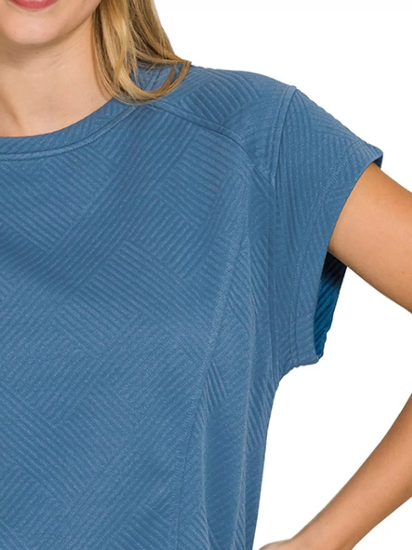 Textured Knit Jacquard Short Sleeve Top