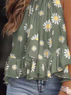 Sarah Express Women's Ruffled Printed Halter Neck Cami Top