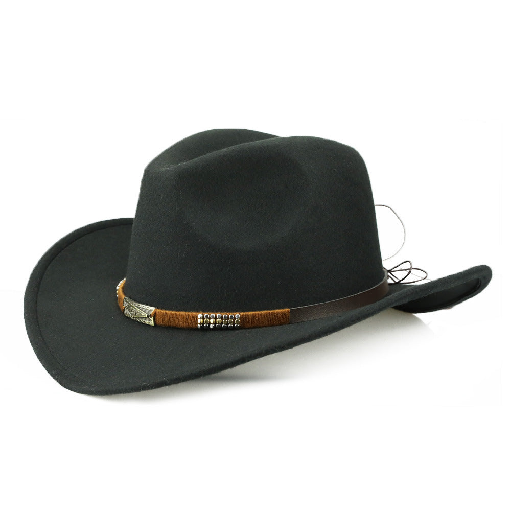 Women's Wool Felt Cowboy Hat Wide Brim Western
