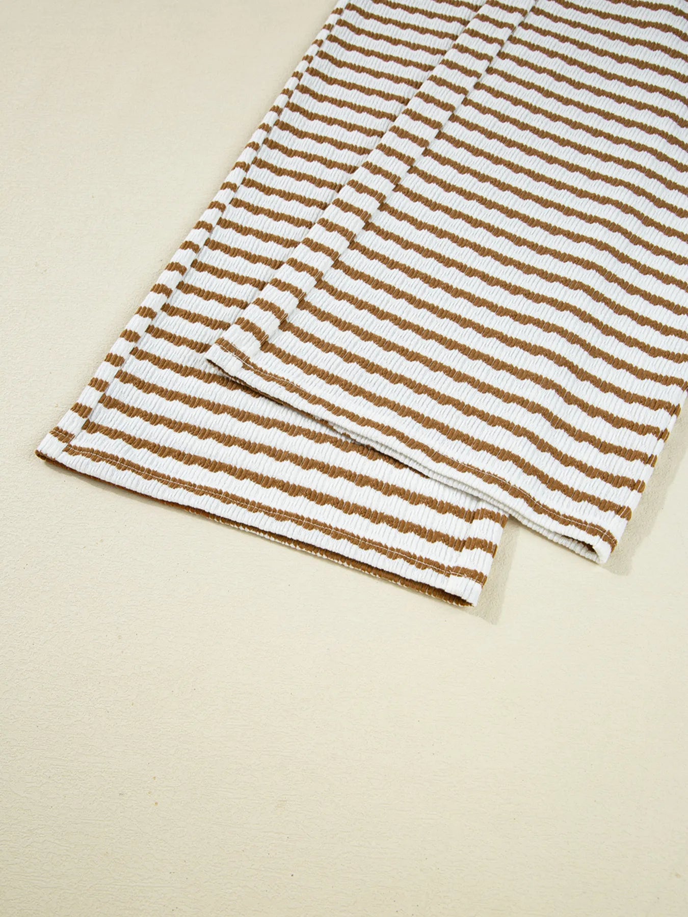 Sarah Express Women's Stripe Collared Top and Drawstring Pant Set