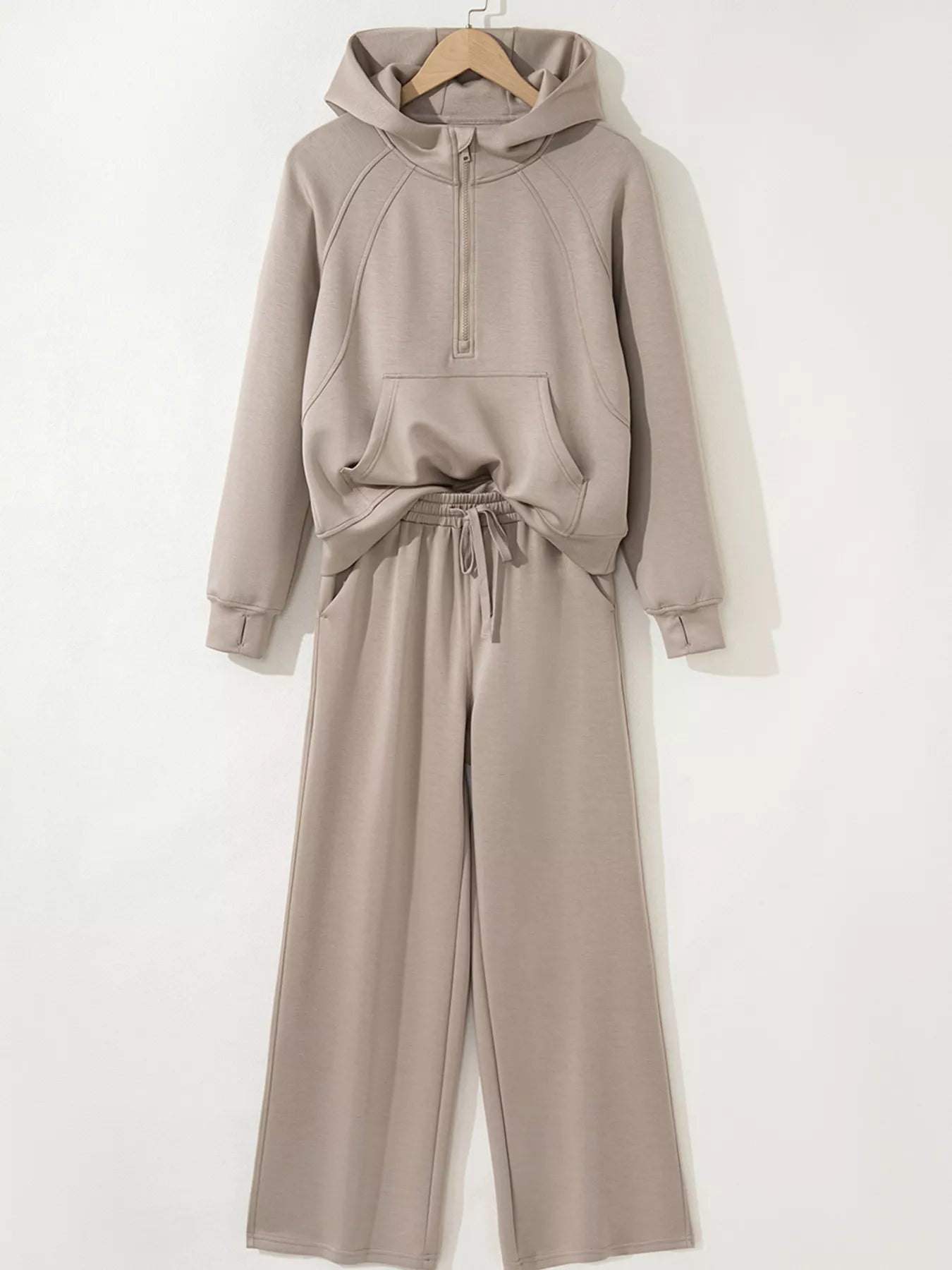 Sarah Express Women's Half Zip Long Sleeve Hoodie and Pants 2pcs Outfit