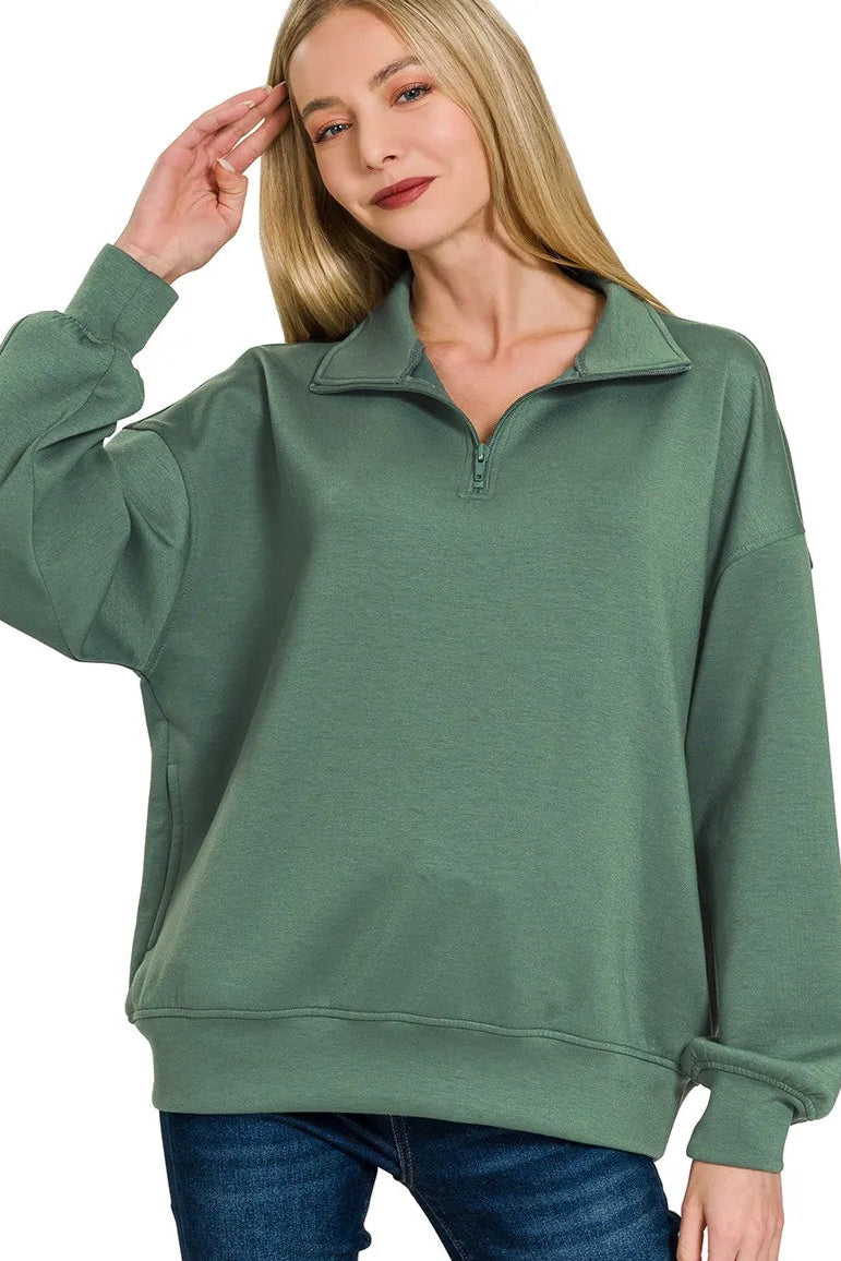 Sarah Express Women’s Scuba Quarter-Zip Sweatshirt Casual All-Season