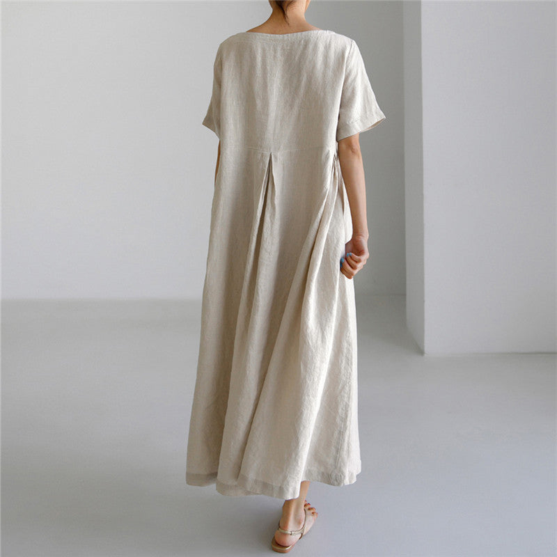 Women's Loose Fit Round Neck Maxi Dress A-Line Pullover